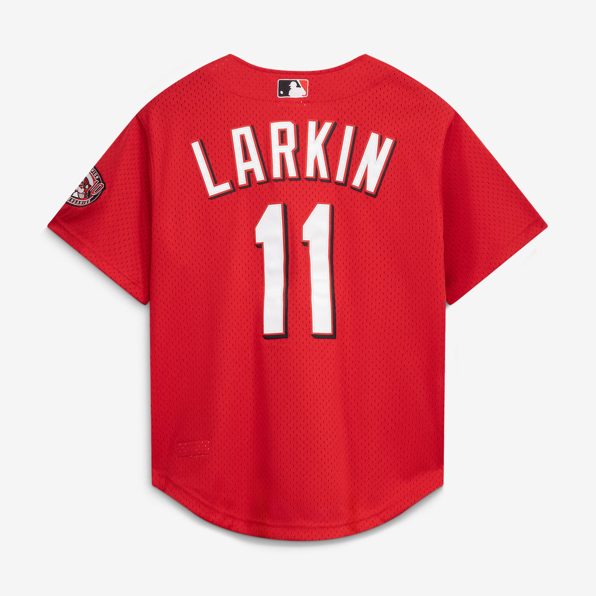 Cincinnati Reds Barry Larkin Mitchell & Ness Black Cooperstown Collection Mesh Batting Practice Button-Up Jersey
