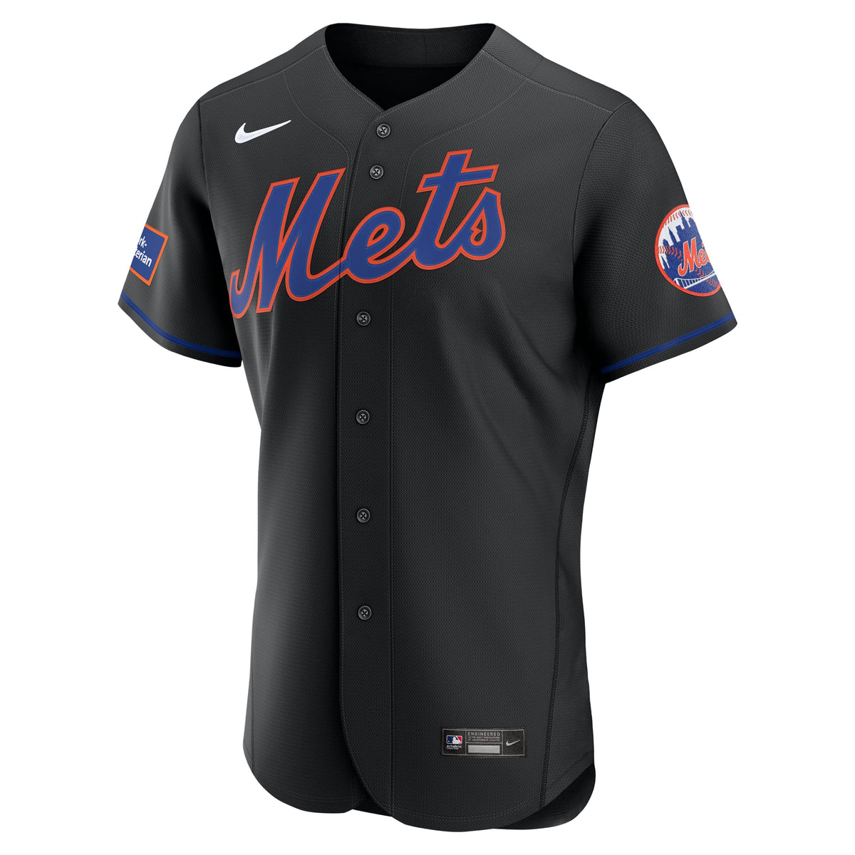 New York Mets Nike Black Alternate Sponsor Patch Authentic Jersey