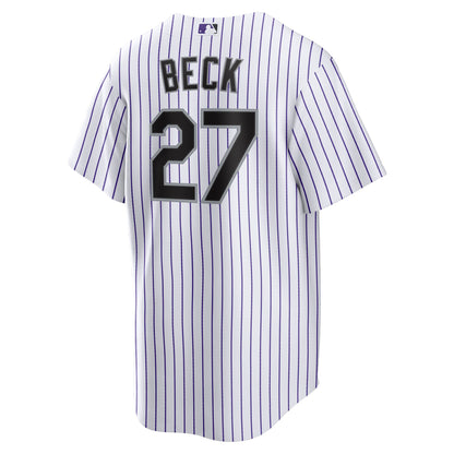 Colorado Rockies Jordan Beck Nike White Home Replica Jersey
