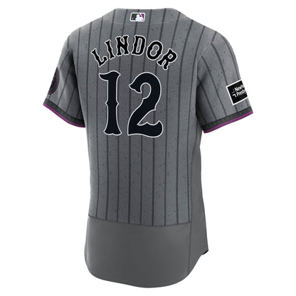 New York Mets Francisco Lindor Nike Gray City Connect Authentic Sponsor Patch Jersey