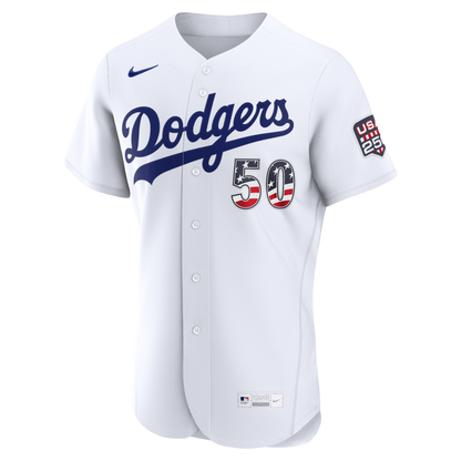 Fourth of July Los Angeles Dodgers Mookie Betts Nike White USA 250 Authentic Jersey