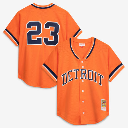 Detroit Tigers Kirk Gibson Mitchell & Ness Orange Cooperstown Collection Mesh Batting Practice Button-Up Jersey