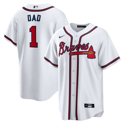 Atlanta Braves Nike White #1 Dad Home Replica Jersey