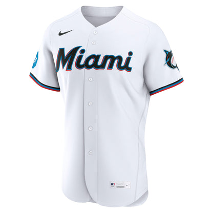Miami Marlins Nike White Home Sponsor Patch Authentic Jersey