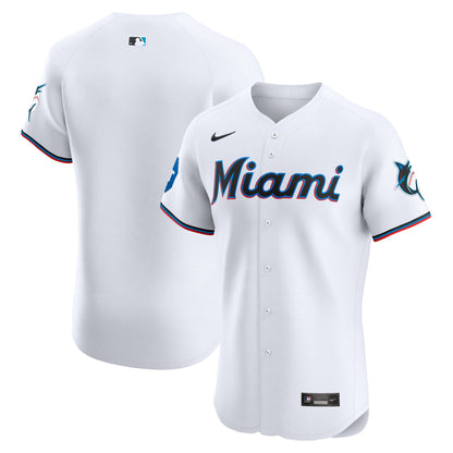 Miami Marlins Nike White Home Elite Patch Jersey