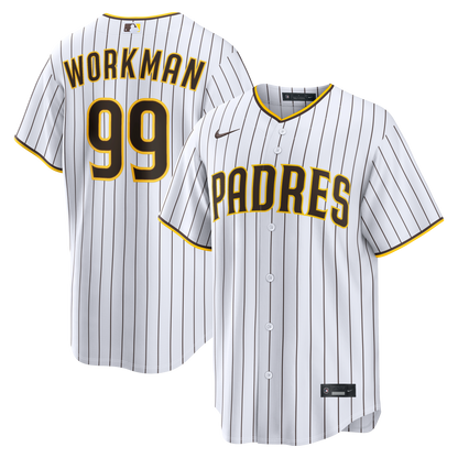 San Diego Padres Gage Workman Nike White Home Replica Jersey