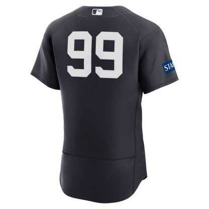 New York Yankees Aaron Judge Nike White Home Authentic Sponsor Patch Jersey