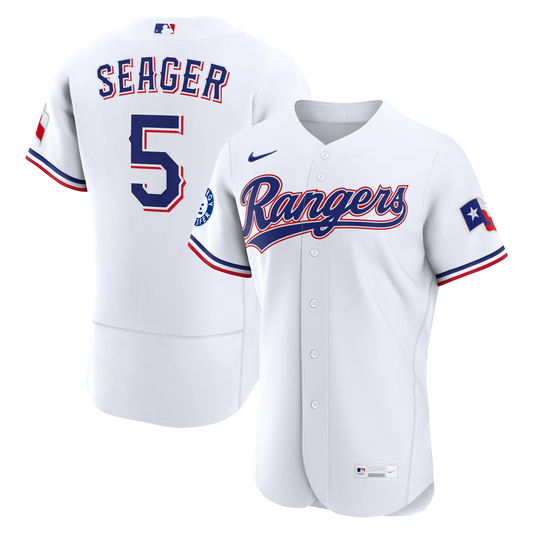 Texas Rangers Corey Seager Nike White Home Authentic Sponsor Patch Jersey