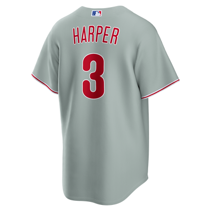 Philadelphia Phillies Bryce Harper Nike Gray Road Replica Jersey