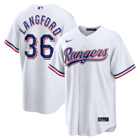Texas Rangers Wyatt Langford Nike White Home Replica Jersey