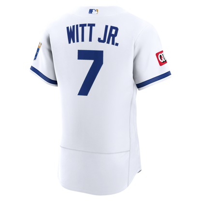 Kansas City Royals Bobby Witt Jr. Nike White Home Authentic Sponsor Patch Jersey