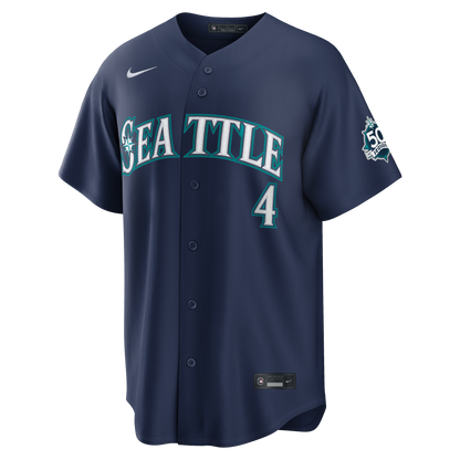 Seattle Mariners Colt Emerson Nike Navy Road 50th Season Anniversary Patch Stadium Jersey