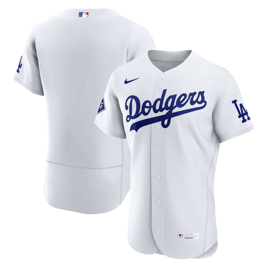 Los Angeles Dodgers Nike White Home Sponsor Patch Authentic Jersey