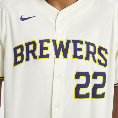 Milwaukee Brewers Christian Yelich Nike Cream Home Limited Player Jersey