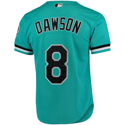 Florida Marlins Andre Dawson Mitchell & Ness Teal Cooperstown Collection Mesh Batting Practice Button-Up Jersey