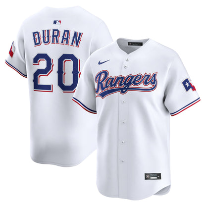 Texas Rangers Ezequiel Duran Nike White Home Limited Player Jersey