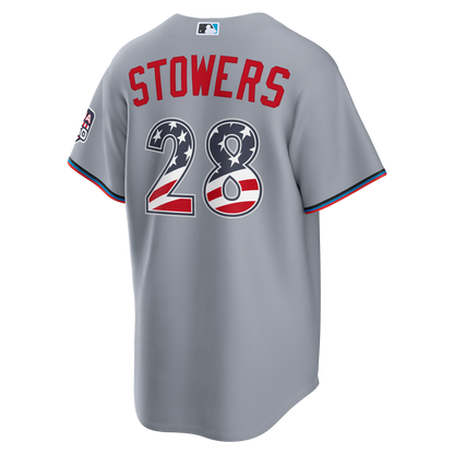 Fourth of July Miami Marlins Kyle Stowers Nike Gray USA 250 Stadium Jersey