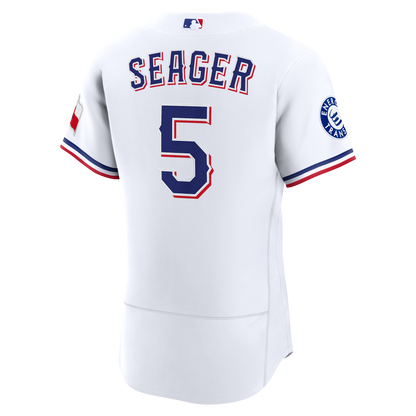 Texas Rangers Corey Seager Nike White Home Authentic Sponsor Patch Jersey