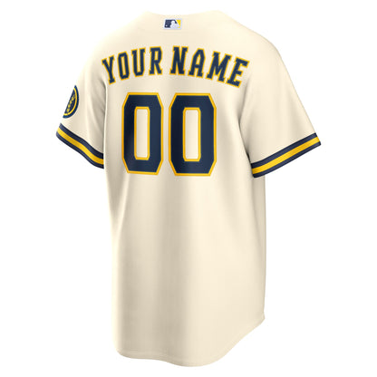 Milwaukee Brewers Nike Cream Home Stadium Custom Jersey
