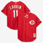 Cincinnati Reds Barry Larkin Mitchell & Ness Black Cooperstown Collection Mesh Batting Practice Button-Up Jersey