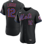 New York Mets Francisco Lindor Nike Black Alternate Authentic Sponsor Patch Jersey