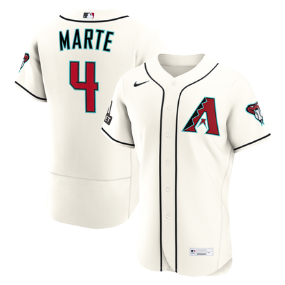 Arizona Diamondbacks Ketel Marte Nike Cream Home Authentic Sponsor Patch Jersey