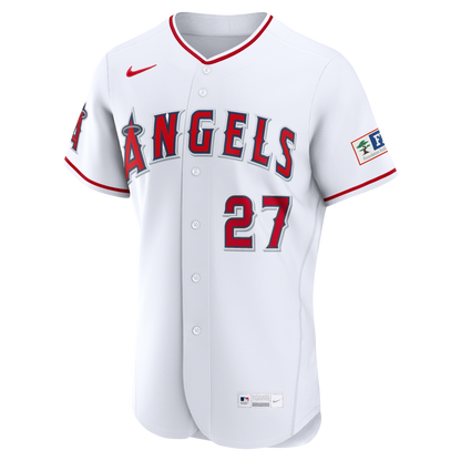 Los Angeles Angels Mike Trout Nike White Home Authentic Sponsor Patch Jersey