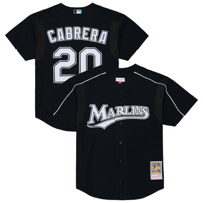 Florida Marlins Miguel Cabrera Mitchell & Ness Black 2003 Cooperstown Mesh Batting Practice Button-Up Jersey