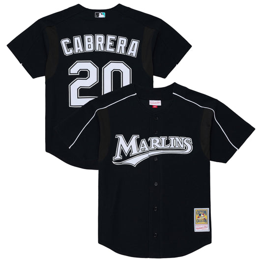 Florida Marlins Miguel Cabrera Mitchell & Ness Black 2003 Cooperstown Mesh Batting Practice Button-Up Jersey