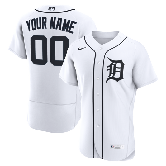 Detroit Tigers Nike White Home Authentic Custom Jersey