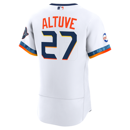 Houston Astros Jose Altuve Nike White City Connect Authentic Sponsor Patch Jersey