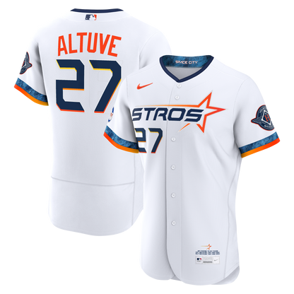Houston Astros Jose Altuve Nike White City Connect Authentic Sponsor Patch Jersey