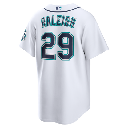 Seattle Mariners Cal Raleigh Nike White Home Stadium 50th Season Patch Jersey