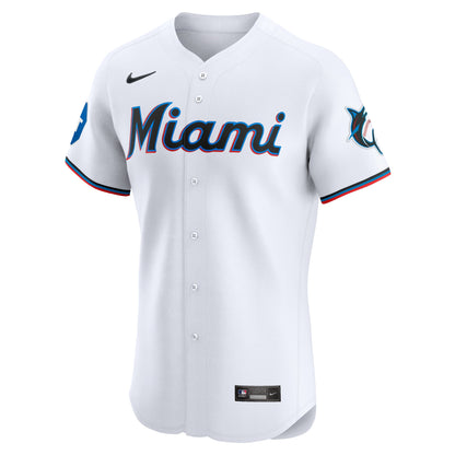 Miami Marlins Nike White Home Elite Patch Jersey