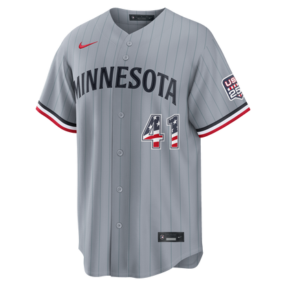 Fourth of July Minnesota Twins Joe Ryan Nike Gray USA 250 Stadium Jersey