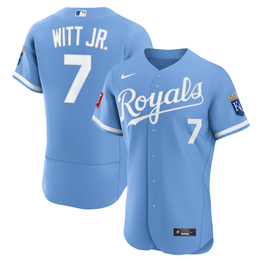 Kansas City Royals Bobby Witt Jr. Nike Light Blue Alternate Authentic Sponsor Patch Jersey