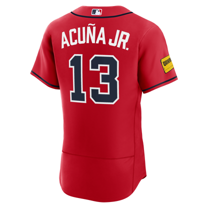 Atlanta Braves Ronald Acuña Jr. Nike Red Alternate Authentic Sponsor Patch Jersey
