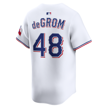 Texas Rangers Jacob deGrom Nike White Home Limited Jersey