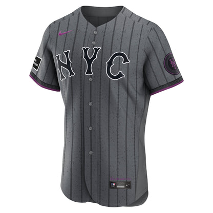 New York Mets Nike Gray City Connect Authentic Sponsor Patch Jersey