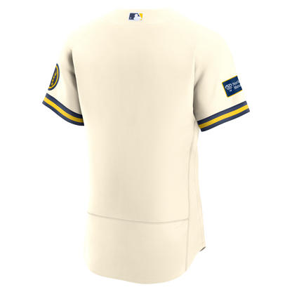 Milwaukee Brewers Nike Cream Home Sponsor Patch Authentic Jersey