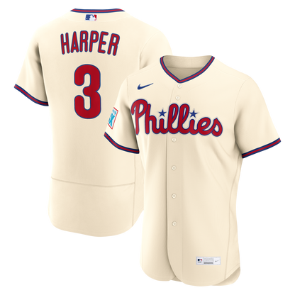 Philadelphia Phillies Bryce Harper Nike White Home Authentic Sponsor Patch Jersey