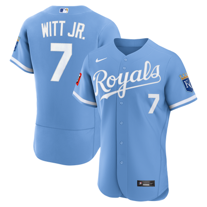 Kansas City Royals Bobby Witt Jr. Nike White Home Authentic Sponsor Patch Jersey