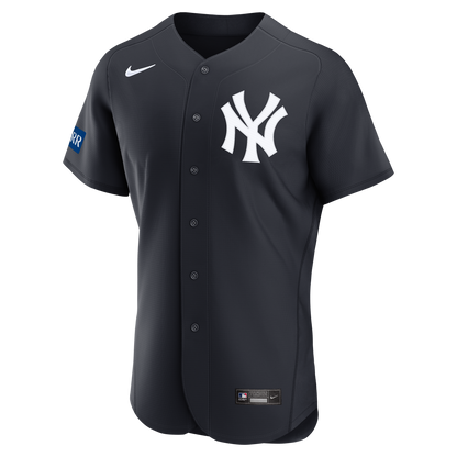 New York Yankees Aaron Judge Nike White Home Authentic Sponsor Patch Jersey
