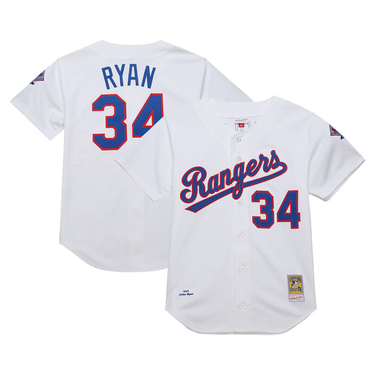Texas Rangers Nolan Ryan Mitchell & Ness White 1993 Cooperstown Collection Authentic Jersey