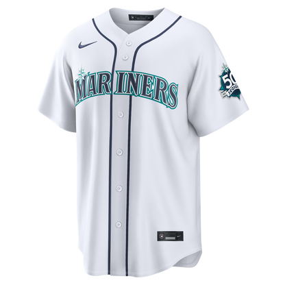 Seattle Mariners Cal Raleigh Nike White Home Stadium 50th Season Patch Jersey