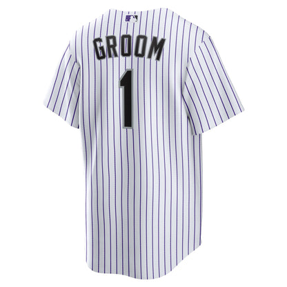 Colorado Rockies Nike White #1 Groom Home Replica Jersey