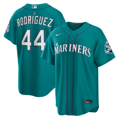 Seattle Mariners Julio Rodríguez Nike Teal Alternate Stadium 50th Season Patch Jersey