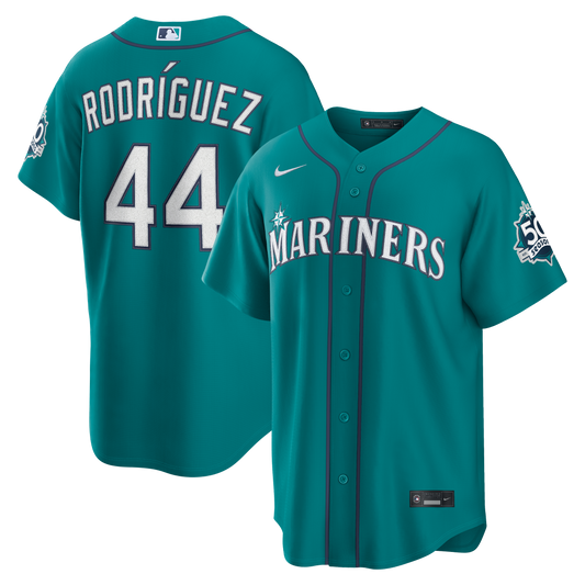 Seattle Mariners Julio Rodríguez Nike Teal Alternate Stadium 50th Season Patch Jersey