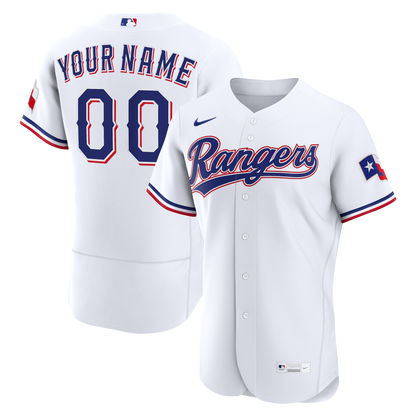 Texas Rangers Nike White Home Authentic Custom Jersey