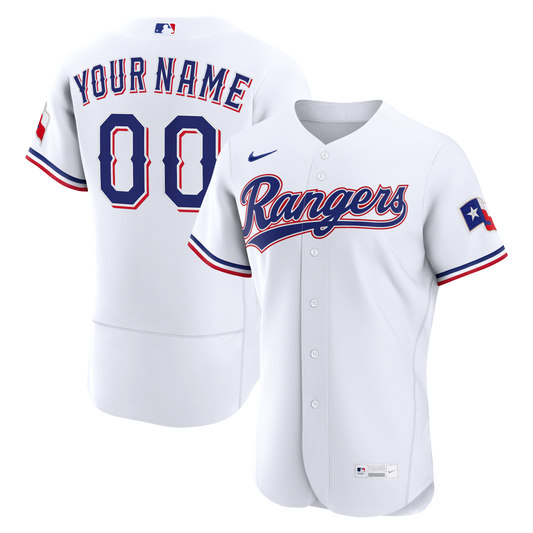 Texas Rangers Nike White Home Authentic Custom Jersey